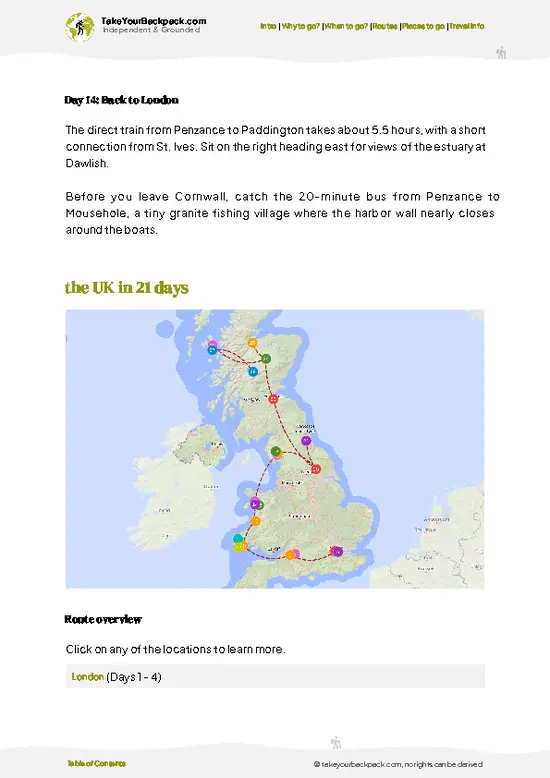 example page 4 from our offline Travel Guide for United Kingdom